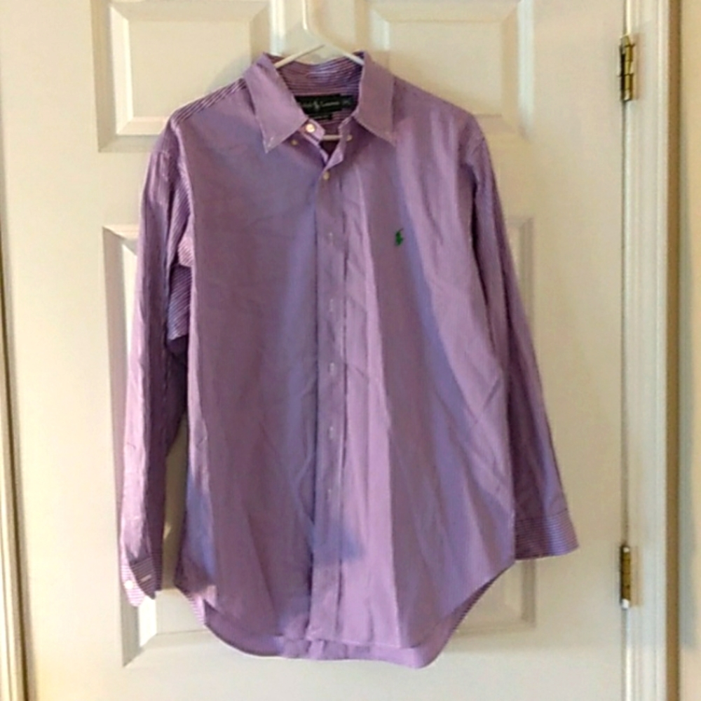 Ralph Lauren L 16-32-33 Purple and White Button Up